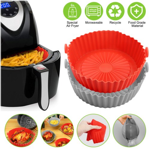 Silicone Air Fryer Liner Tray - 8" Non-Stick Oven Safe Pot Basket
