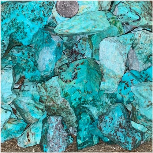 Turquoise Rough and Bonus Faceted Gemstone Bundle