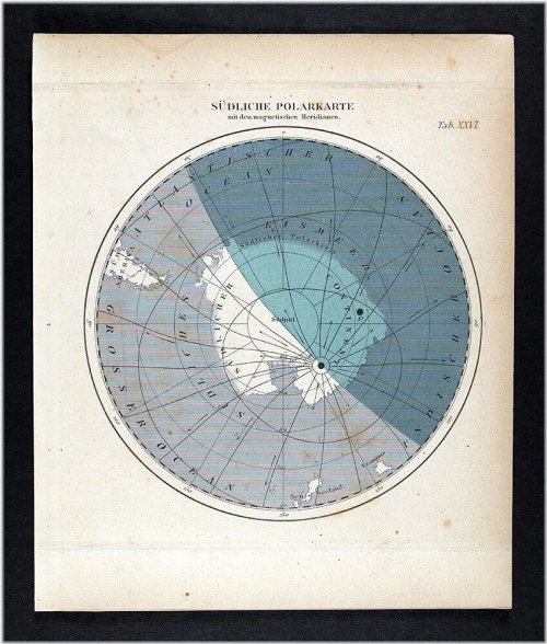 Antarctic Magnetic Meridians Map of 1872