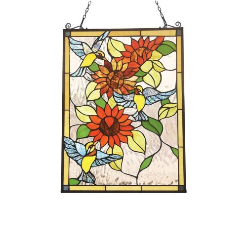 Sunflower and Bird Tiffany-style Window Panel