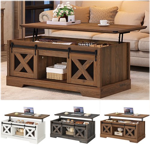 Rustic Barnwood Sliding Door Coffee Table