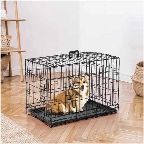 Pet Haven Crate - 30 Inch, Double Door, Foldable Metal Cage