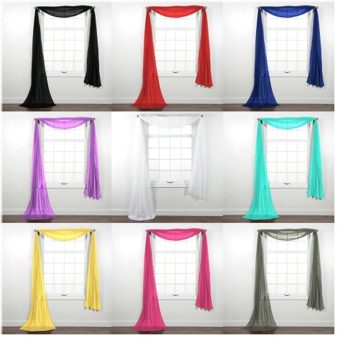 Colorful Sheer Window Scarf Valance - Fully Stitched Drapes