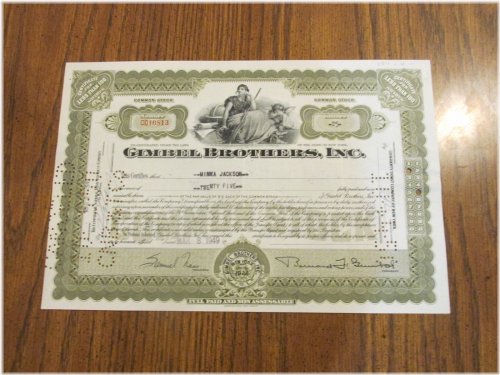 Vintage Gimbel Brothers Stock Certificate Collection