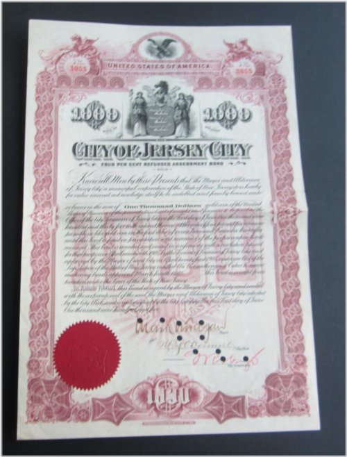 Jersey City Heritage Bond Certificate
