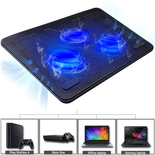 CoolPad Slimline Triple Fan Laptop Cooler with LED Lighting