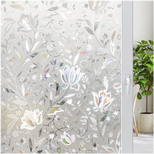 Floral Frosted Glass Window Covering