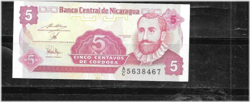 Nicaraguan Five Centavos Uncirculated Banknote
