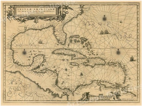 Sunshine State and Beyond 1650's Cartographic Art - 20x28