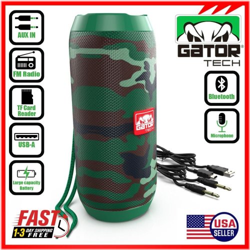 CamoWave Waterproof Bluetooth Speaker with Stereo Bass, TF Card, FM Radio and Loud Sound