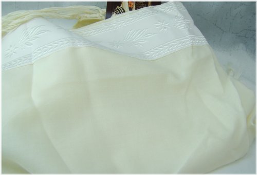 White Striped Woolen Prayer Shawl