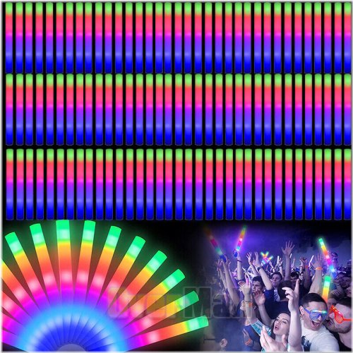 Radiant 120 LED Foam Batons - Color Changing Glow Wands