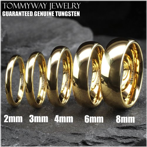 Gold Plated Tungsten Carbide Comfort Fit Ring - Perfect for Weddings and Anniversaries