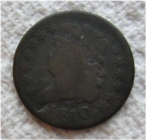 Early Rare Key Date 1810 Classic Head Half Cent with Good Detail and Minor Damage