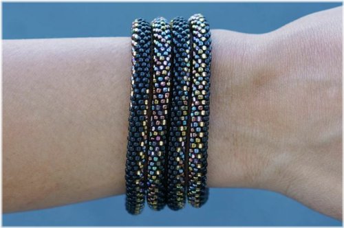 Iridescent Goethite Glass Beaded Bracelet