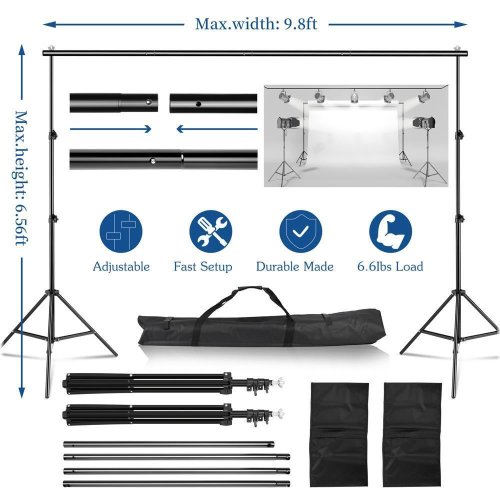 Professional Grade 10ft Backdrop Support System with Carrying Case