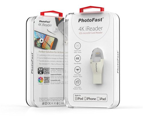 4K iReader Lightning + USB 3.0 iOS Micro SD Card Reader by PhotoFast