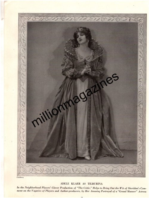 Theatrical Treasures: 1925 Adele Klaer as Tilburina Original Print