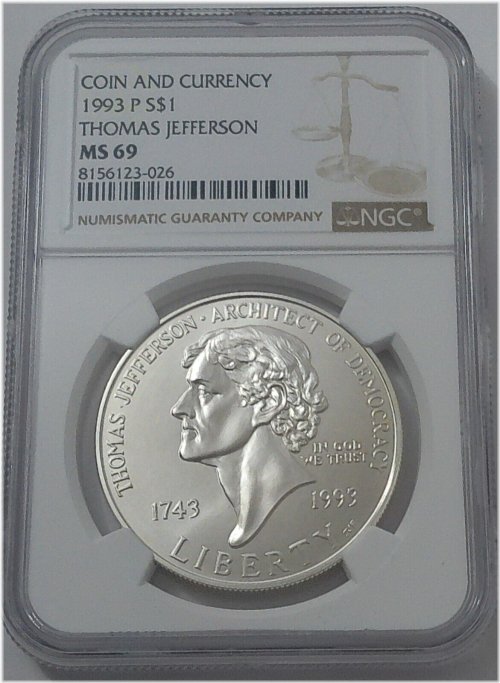 Jefferson Commemorative Dollar and Currency Set