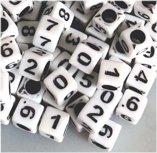 Monochrome Number Cube Beads Set