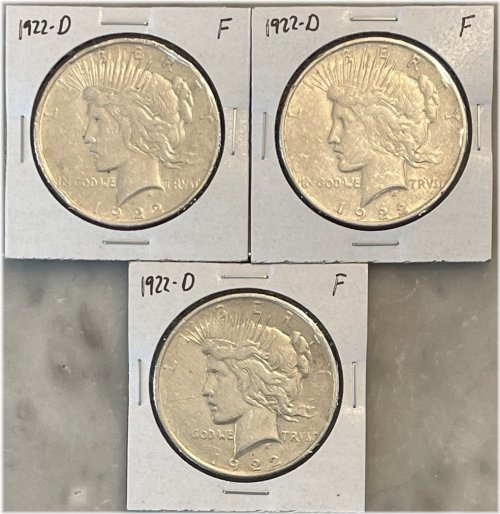 Silver Trio: 1922-D Peace Dollar Set