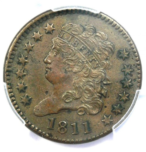 Antique Classic Head Half Cent Coin from 1811 - PCGS AU Detail Certified