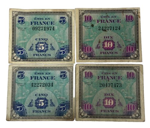 French WW2 Allied Military Currency Banknotes Collection