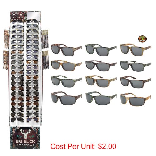 Camo Sport Sunglasses Set with Bulk Display (180 pcs)