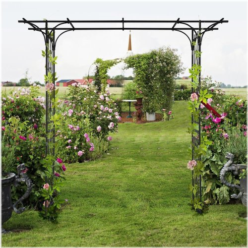 Midnight Garden Archway - Elegant 7 FT Metal Arbor for Climbing Plants and Outdoor Events