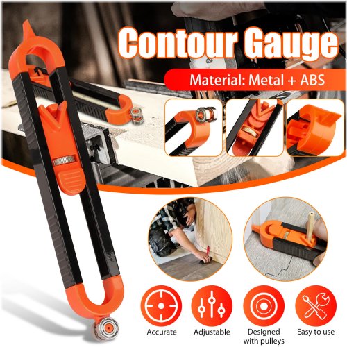 Lockable Profile Contour Measuring Tool with Precision Ruler for Carpentry and Layout