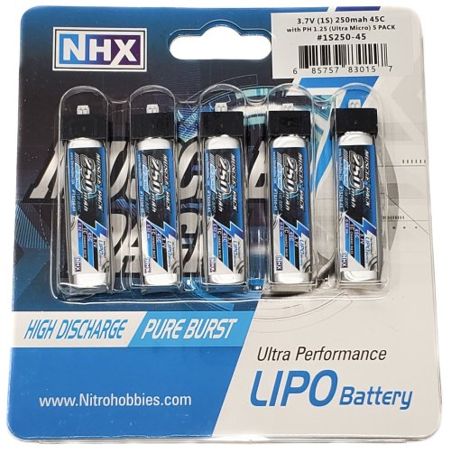 Muscle Power 1S Lipo Batteries with Ultra-Micro - 5 Pack