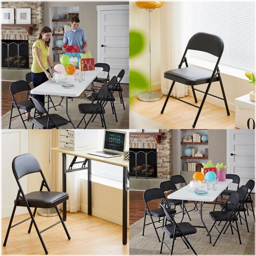 Vinyl Padded Metal Back Folding Chair Set