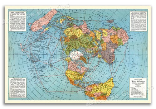 Polar Equidistant World Map Poster - 1943 WWII Edition - 20x30