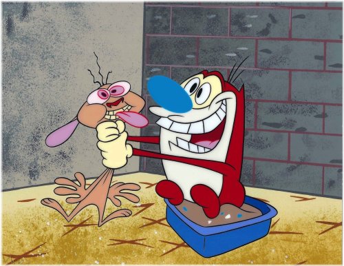 Choked Up Sericel Art Piece from Ren and Stimpy Cartoon