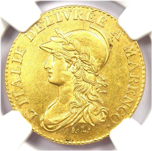 Italian States Gold Piedmont 20 Francs Coin (L'An 9) - NGC Certified AU Details