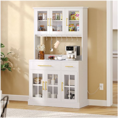 Glass Door Pantry Storage Cabinet