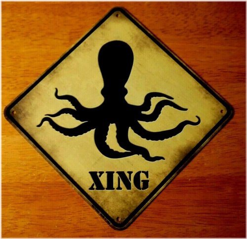 Tropical Octopus Crossing Road Sign