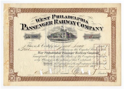 Widener's West Philly Railway Bond