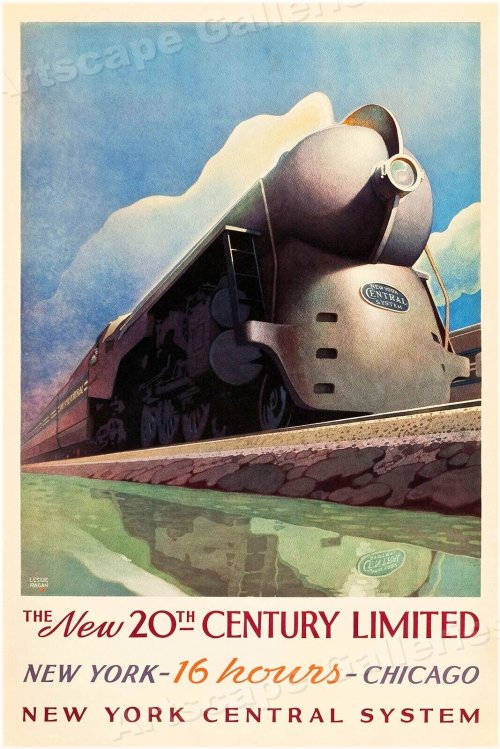 Vintage Travel Poster - New York Central Line 20th Century Limited