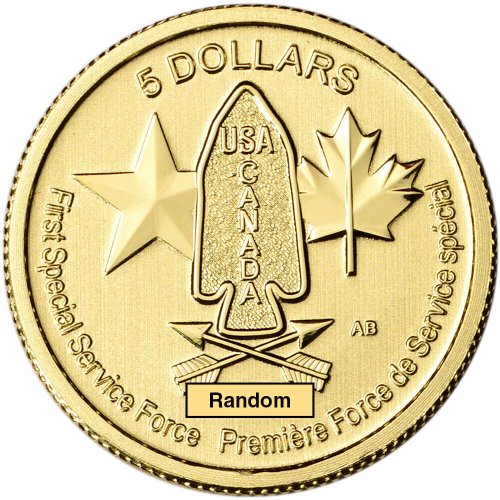 Devils Brigade Gold Coin - 1/10 oz - $5 CAD - Brilliant Uncirculated