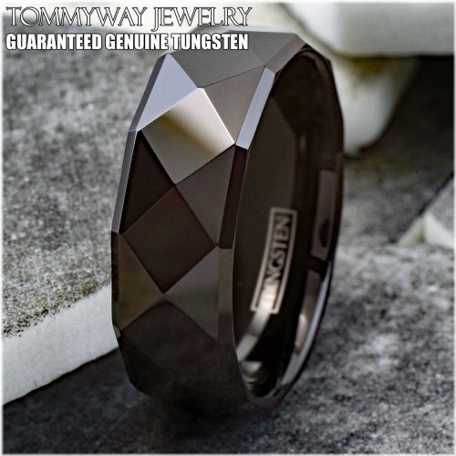 Midnight Sparkle Tungsten Carbide Band - Men's Wedding and Anniversary Ring