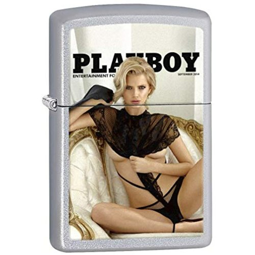 September 2014 Playboy Cover Zippo Lighter in Satin Chrome