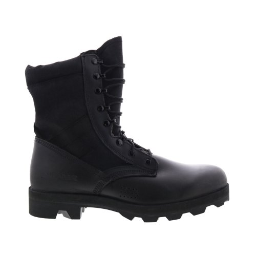 Black Leather Tactical Lace-Up Boots