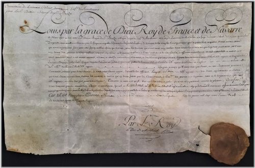 Royal Commission of Honor - Signed by King Louis XV with Wax Seal - 1769