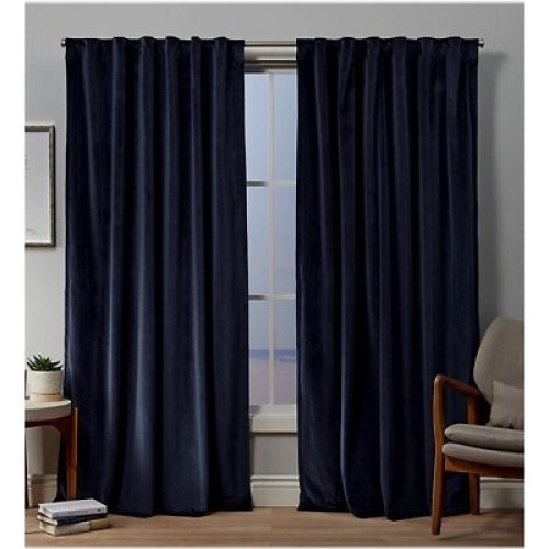 Velvet Navy Back Tab Curtain Panels
