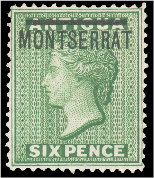 Montserrat Green 6p Stamp (1876)