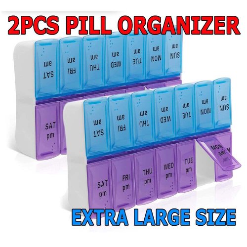 Twice-a-Day Pill Organizer: 2-Week Supply for AM/PM Medication