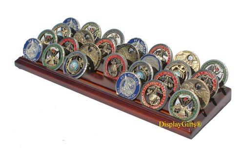 Walnut Finish Challenge Coin Display Stand