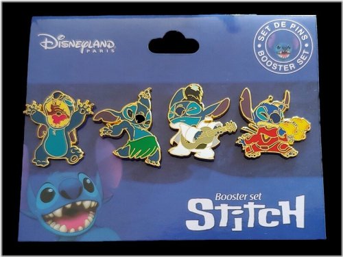 Stitch Character Pin Set - Godzilla, Alien Elvis, and Hula Styles