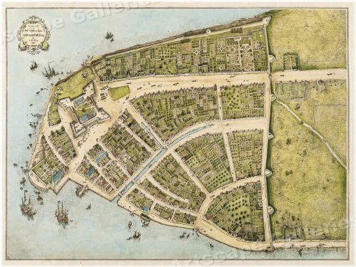 Lower Manhattan Map - 1660s Vintage Style - Castello Plan Replica - 18x24